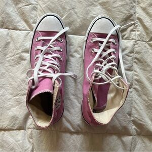 Pink high top platform Converse